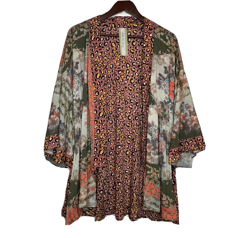 Anthropologie Aratta Silent Journey Kimono Top S/M Oversized Open Front Leopard
